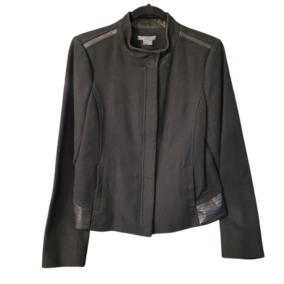 Vince Jackets & Blazers - VINCE black cotton knit jacket with genuine leather trim - M. 047